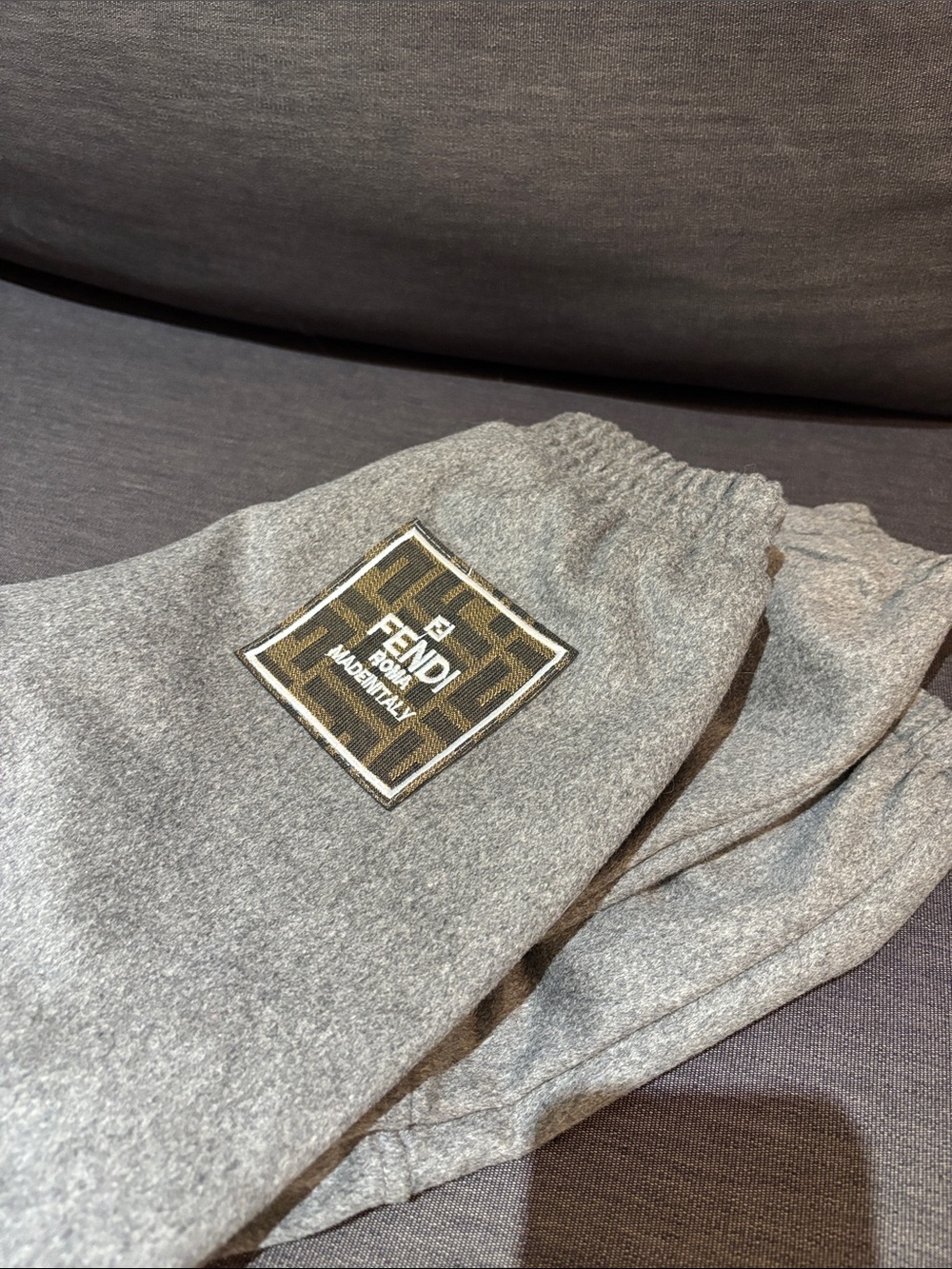 Fendi Wool Kids Sweatpants with Logo Patch